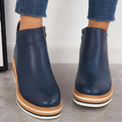 Moncelia Theodora Side-Zip Wedge Platform Ankle Boots