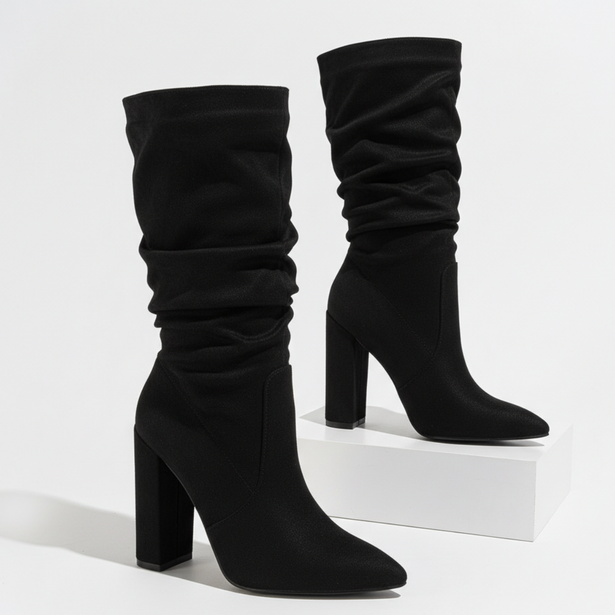 Moncelia Cornelia Slouch Block Heel Knee-High Boots