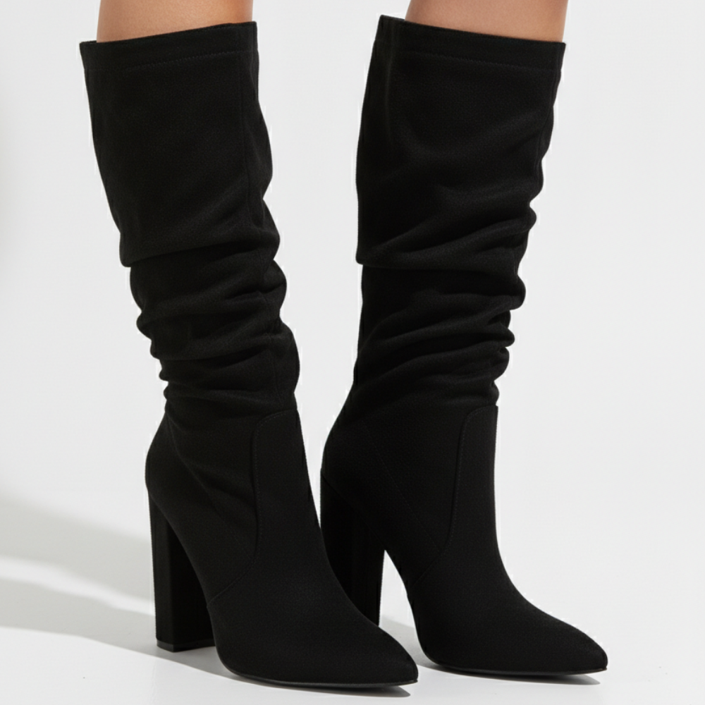 Moncelia Cornelia Slouch Block Heel Knee-High Boots