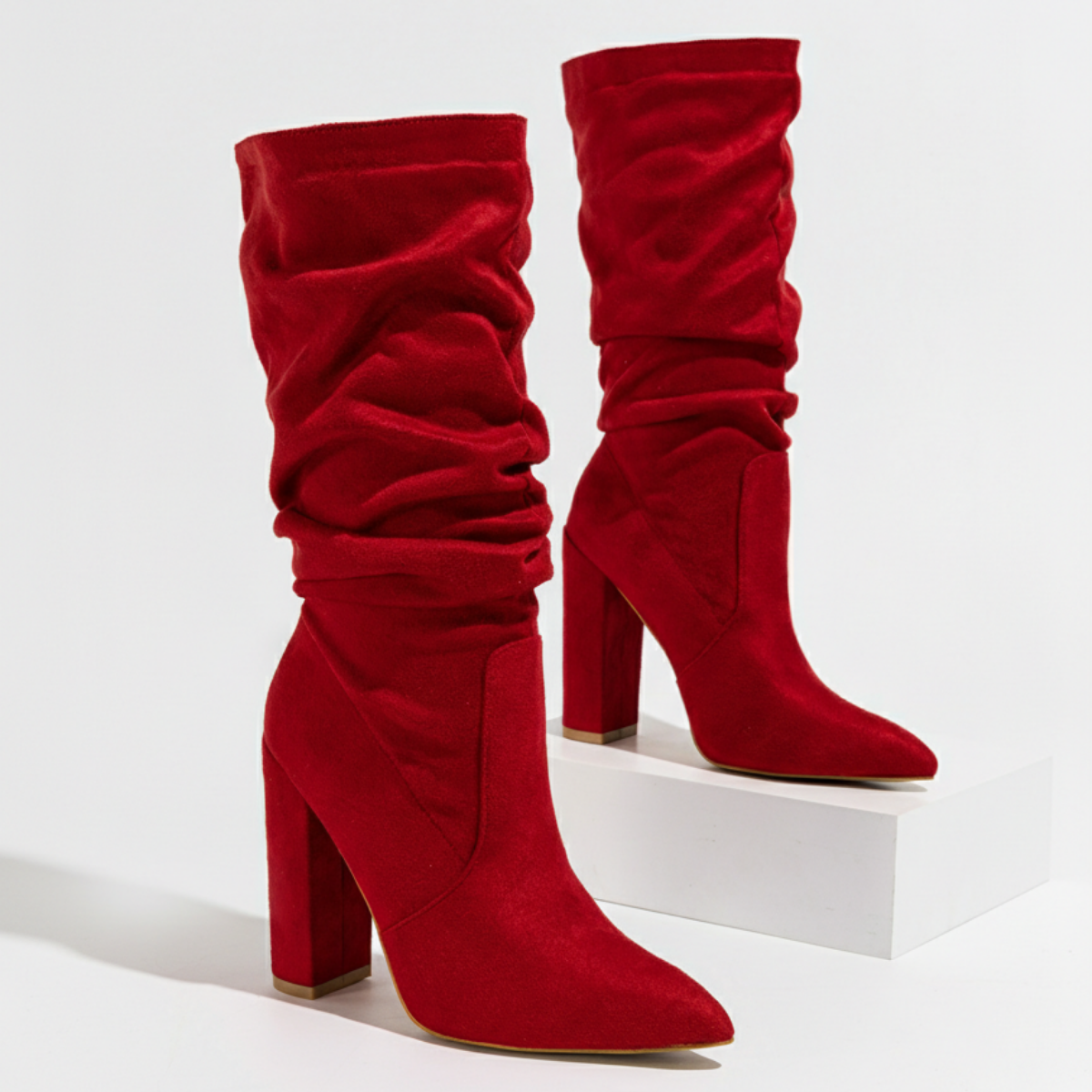 Moncelia Cornelia Slouch Block Heel Knee-High Boots
