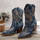 Moncelia Roberta Denim-Look Mid-Calf Western Boots
