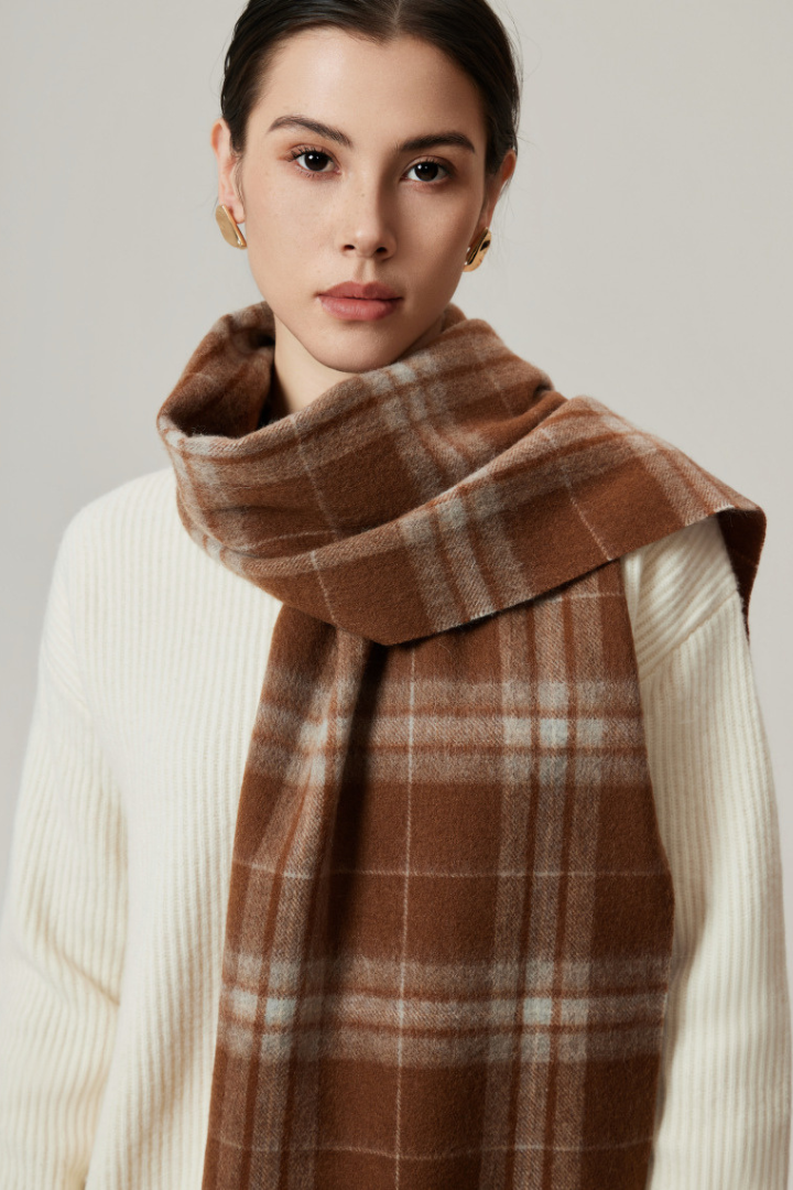 Moncelia Belmere Wool-Blend Checked Scarf