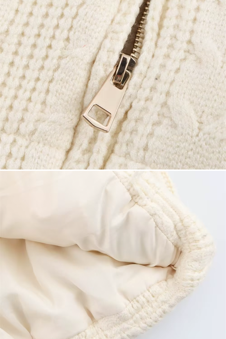Moncelia Vigdis Cable-Knit Quilted Puffer Vest