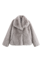 Moncelia Ebba Faux Fur Wide Collar Short Coat