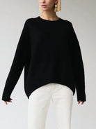 Moncelia Jeanne Oversized Ribbed-Hem Knit Sweater
