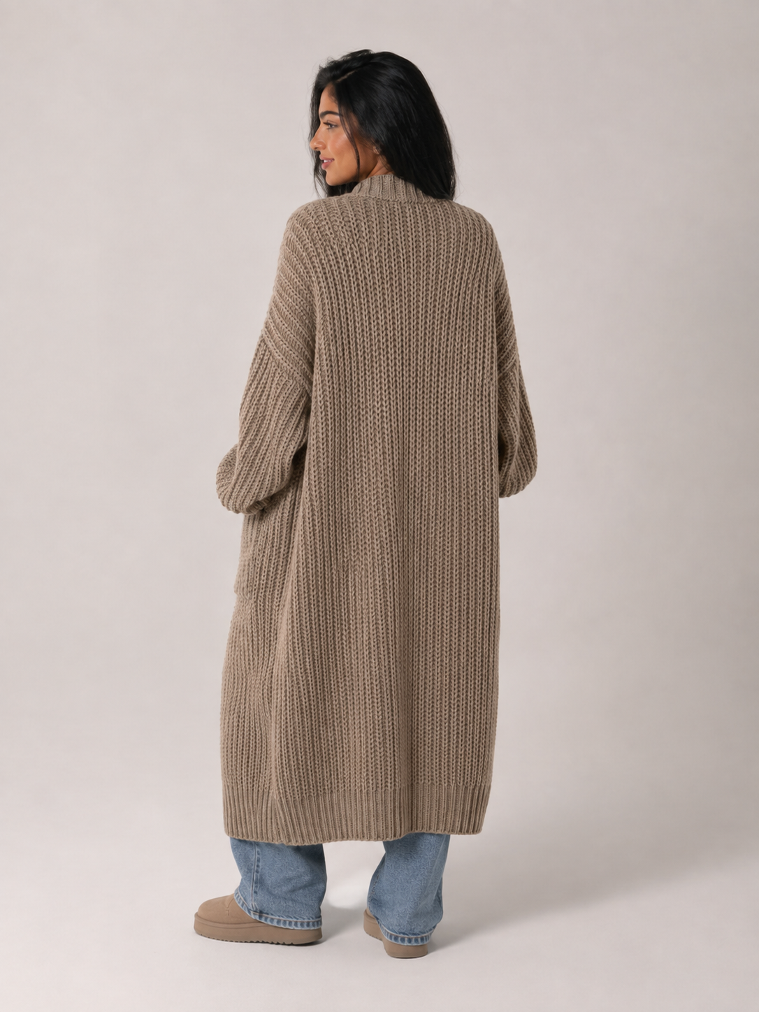 Moncelia Ottilie Chunky Knit Open-Front Duster Cardigan