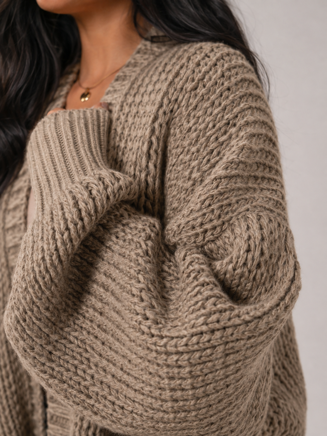 Moncelia Ottilie Chunky Knit Open-Front Duster Cardigan