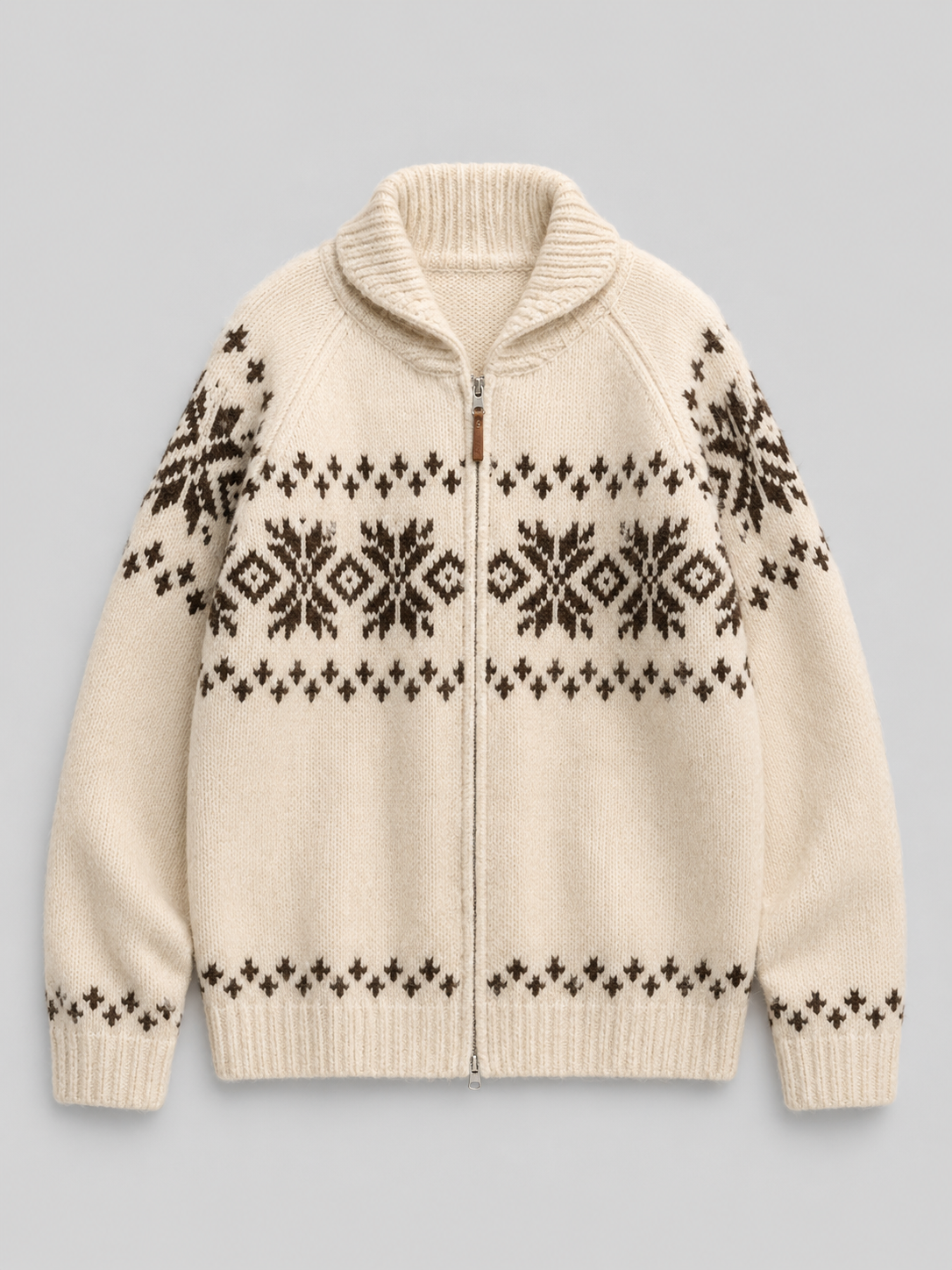 Moncelia Ariane Fair Isle Zip-Front Knit Cardigan