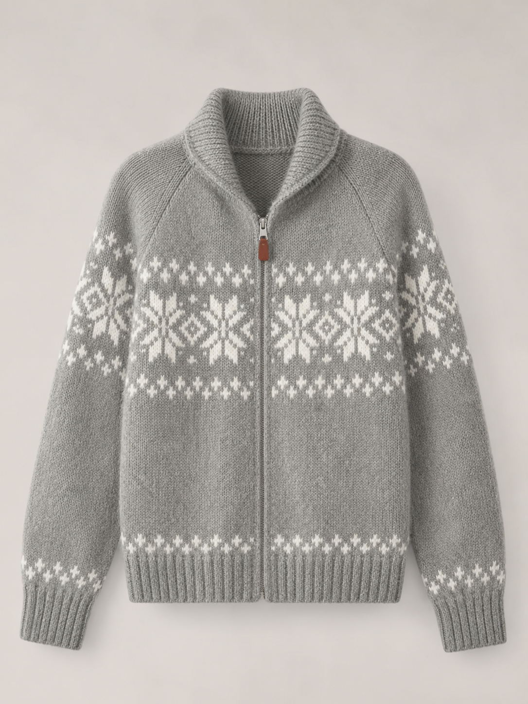 Moncelia Ariane Fair Isle Zip-Front Knit Cardigan