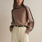 Moncelia Ornella Contrast Piping Turtleneck Sweater