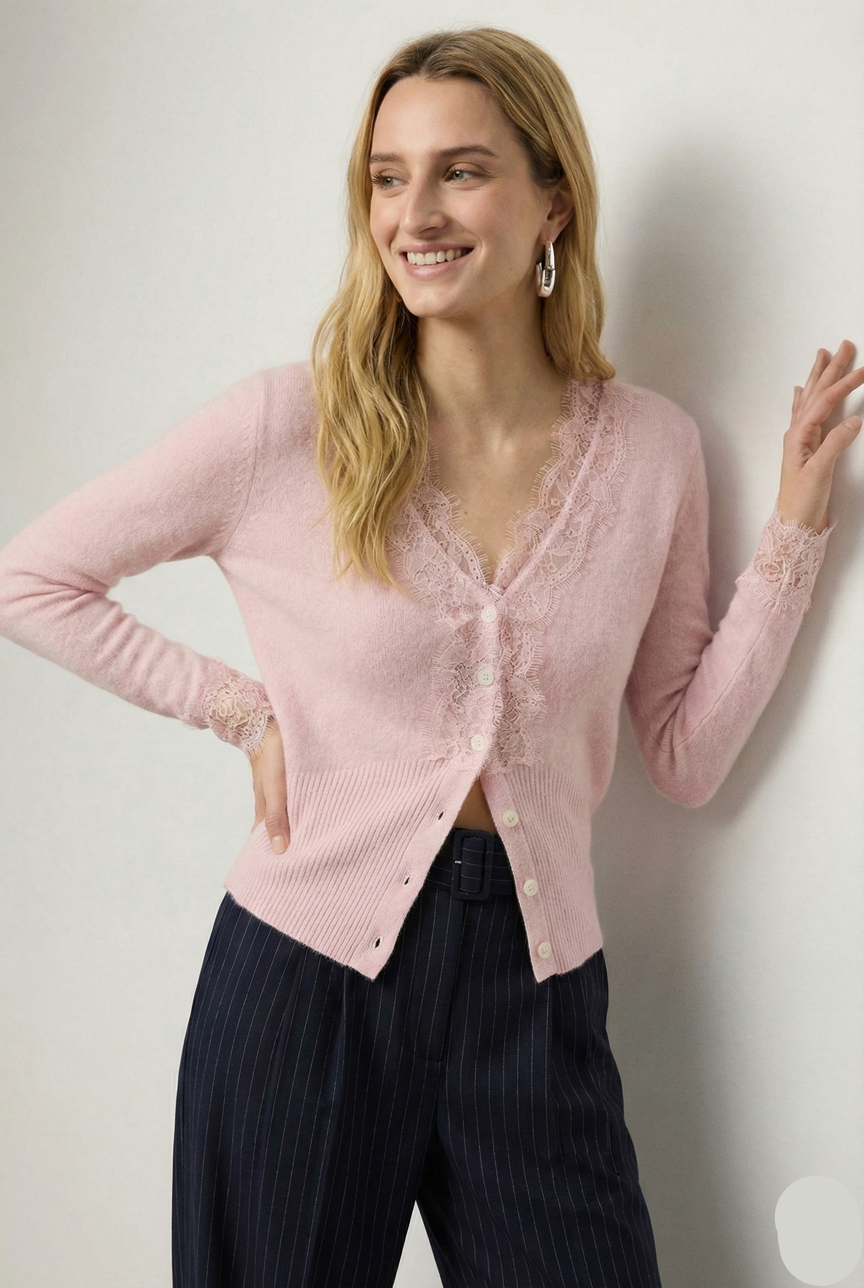 Moncelia Amelia Cashmere-Blend Lace Cardigan