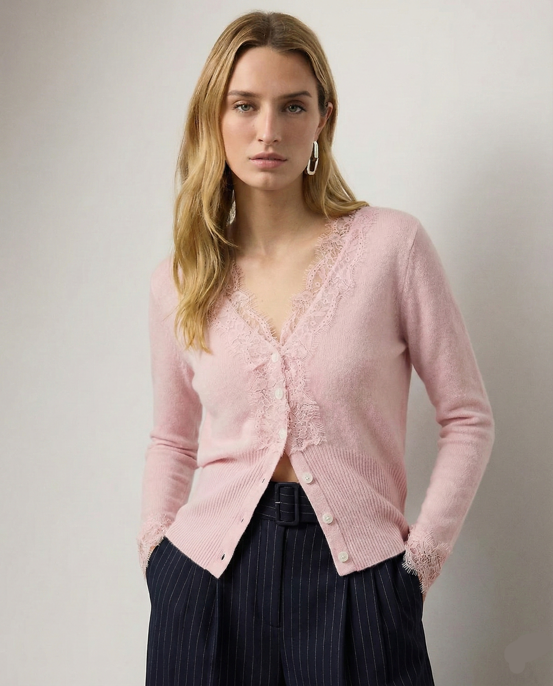 Moncelia Amelia Cashmere-Blend Lace Cardigan