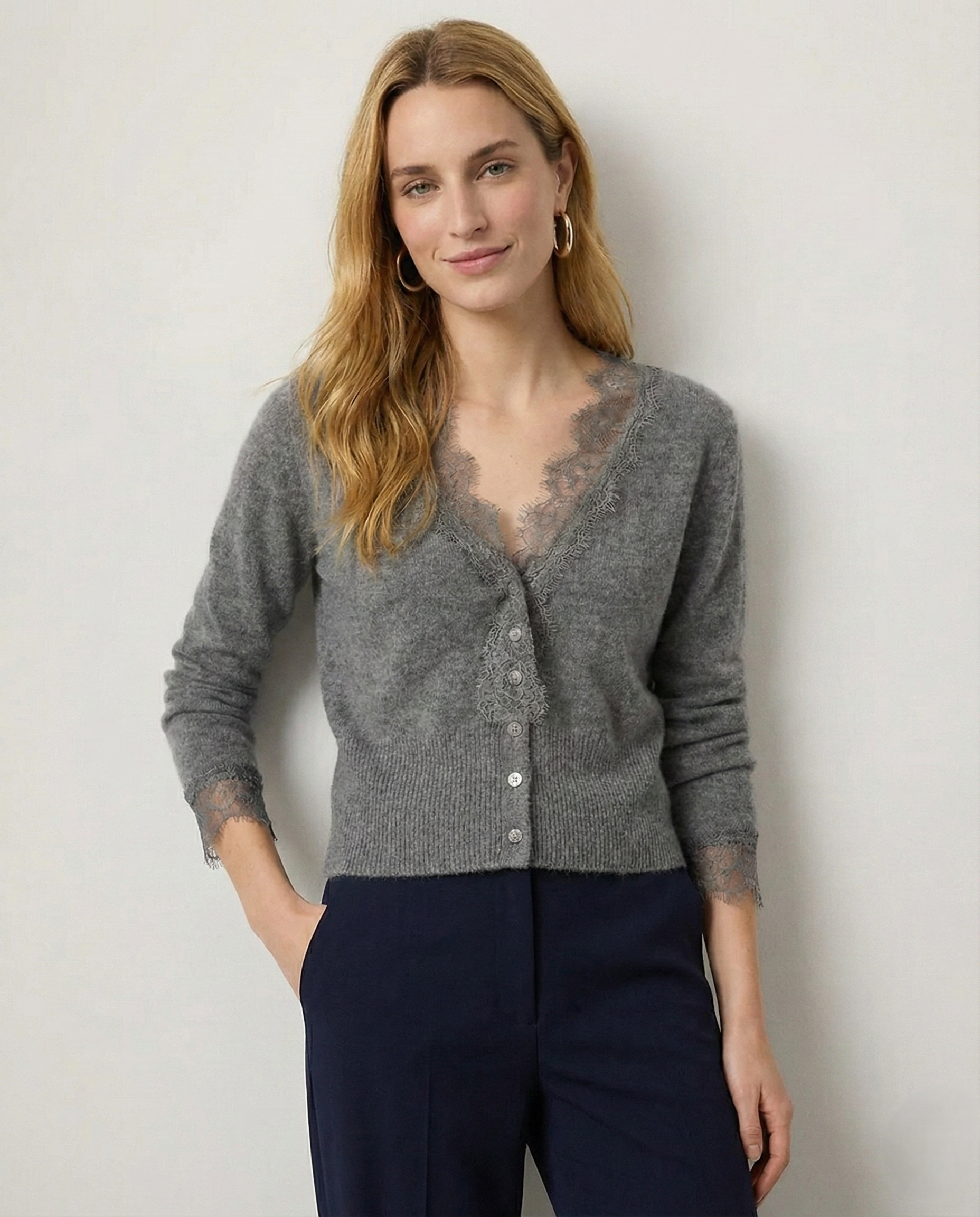 Moncelia Amelia Cashmere-Blend Lace Cardigan