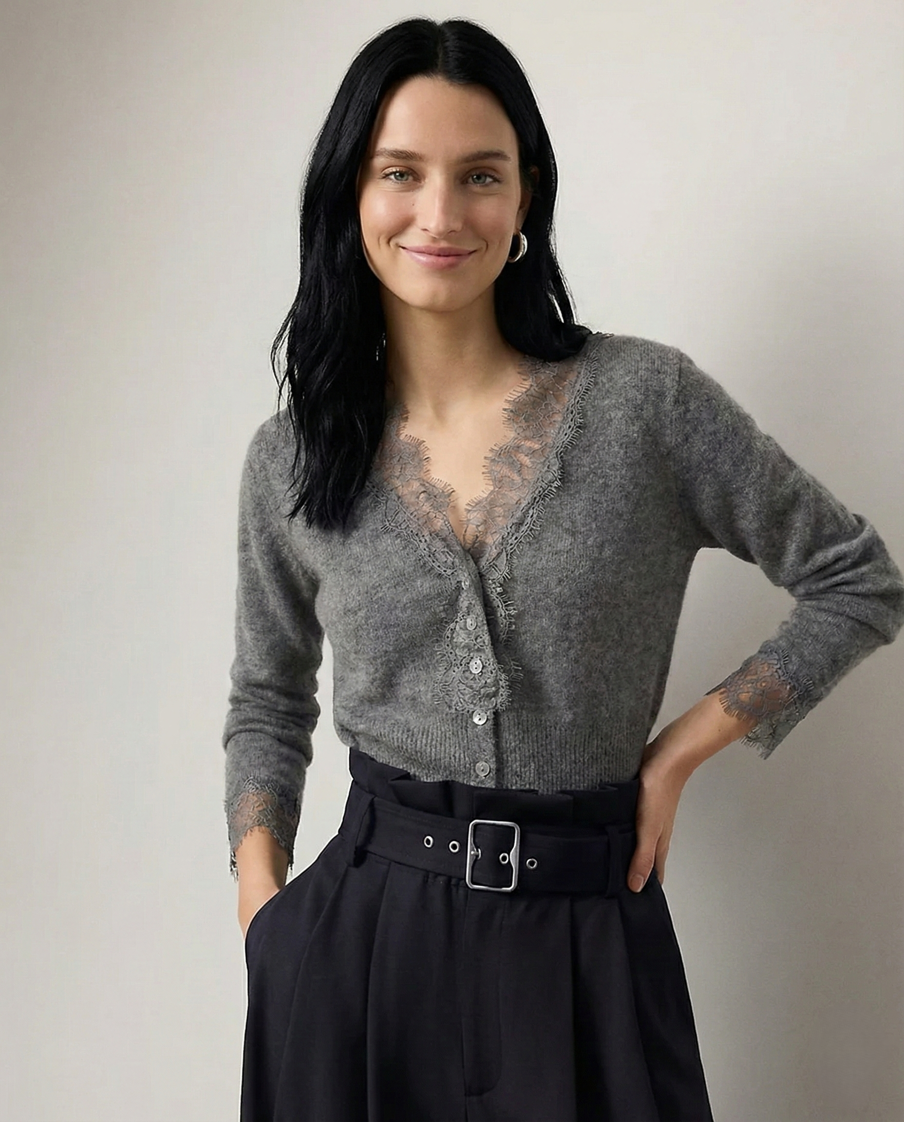 Moncelia Amelia Cashmere-Blend Lace Cardigan