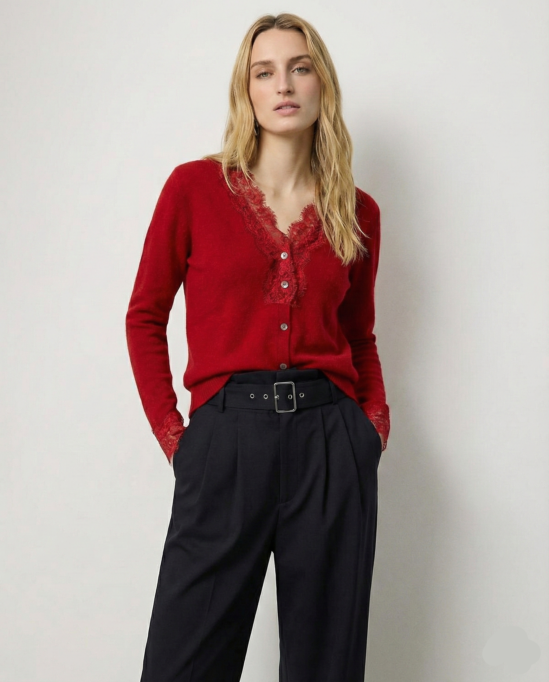 Moncelia Amelia Cashmere-Blend Lace Cardigan