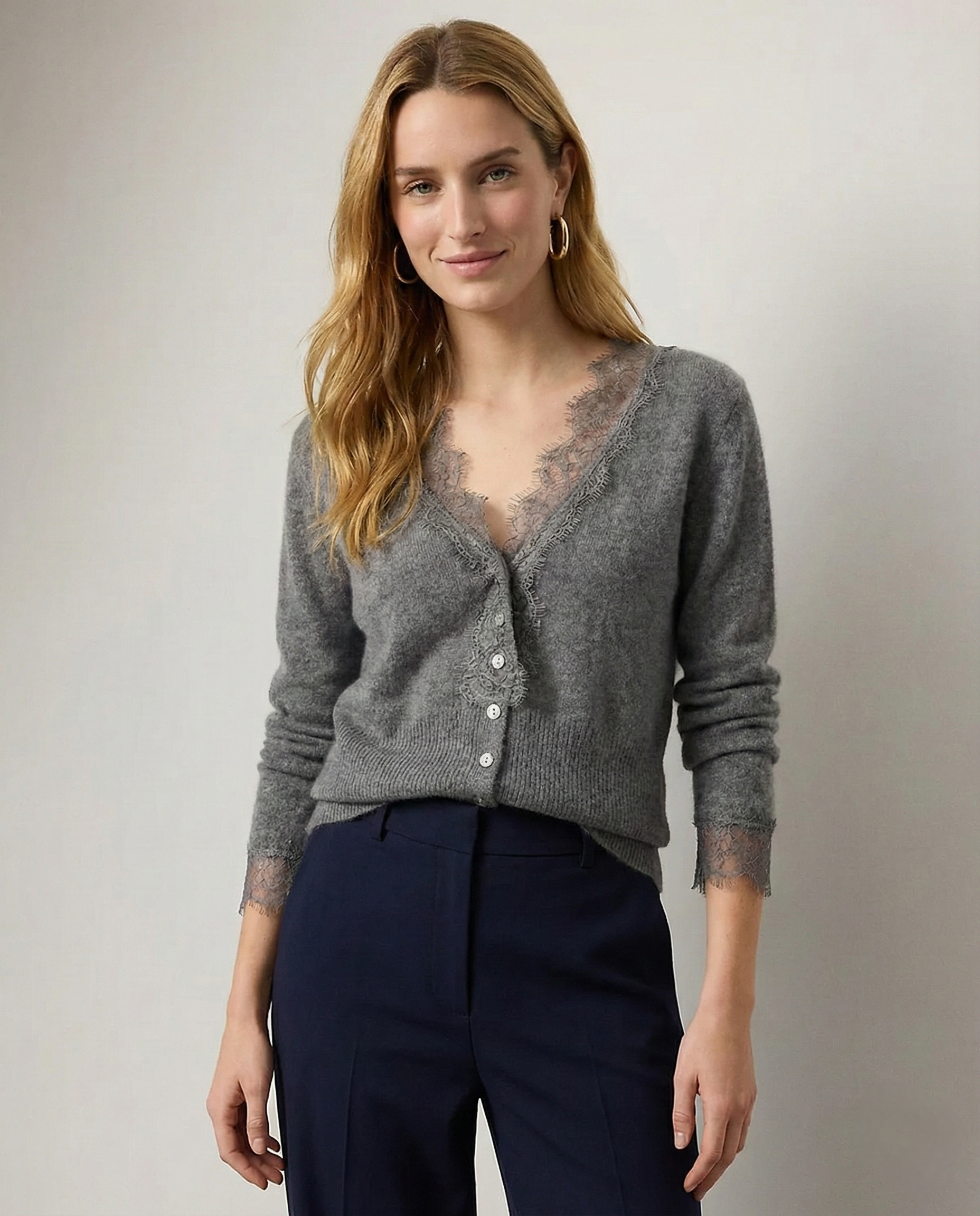 Moncelia Amelia Cashmere-Blend Lace Cardigan