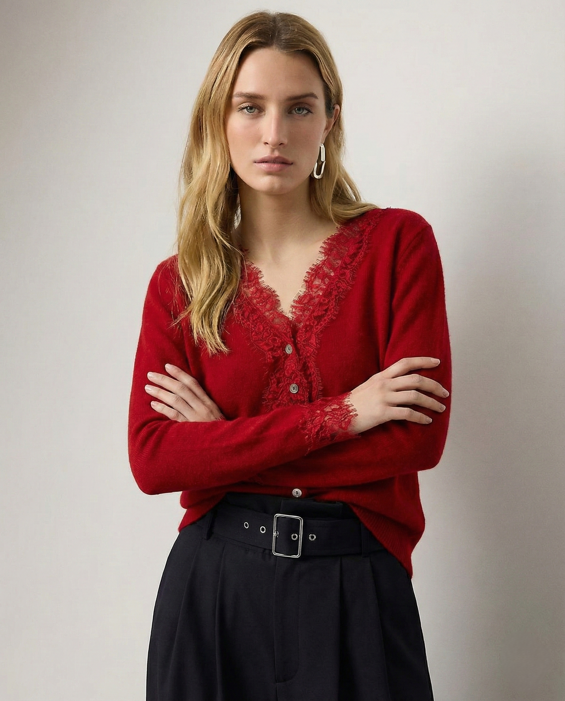 Moncelia Amelia Cashmere-Blend Lace Cardigan