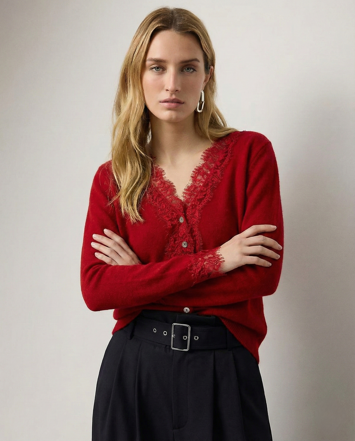 Moncelia Amelia Cashmere-Blend Lace Cardigan