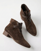 Moncelia Fabia Pointed-Toe Faux Suede Ankle Boots