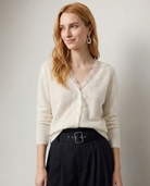 Moncelia Amelia Cashmere-Blend Lace Cardigan