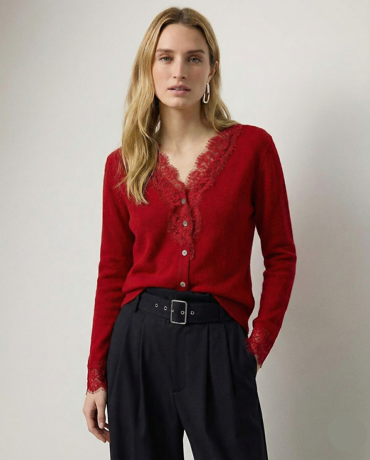 Moncelia Amelia Cashmere-Blend Lace Cardigan