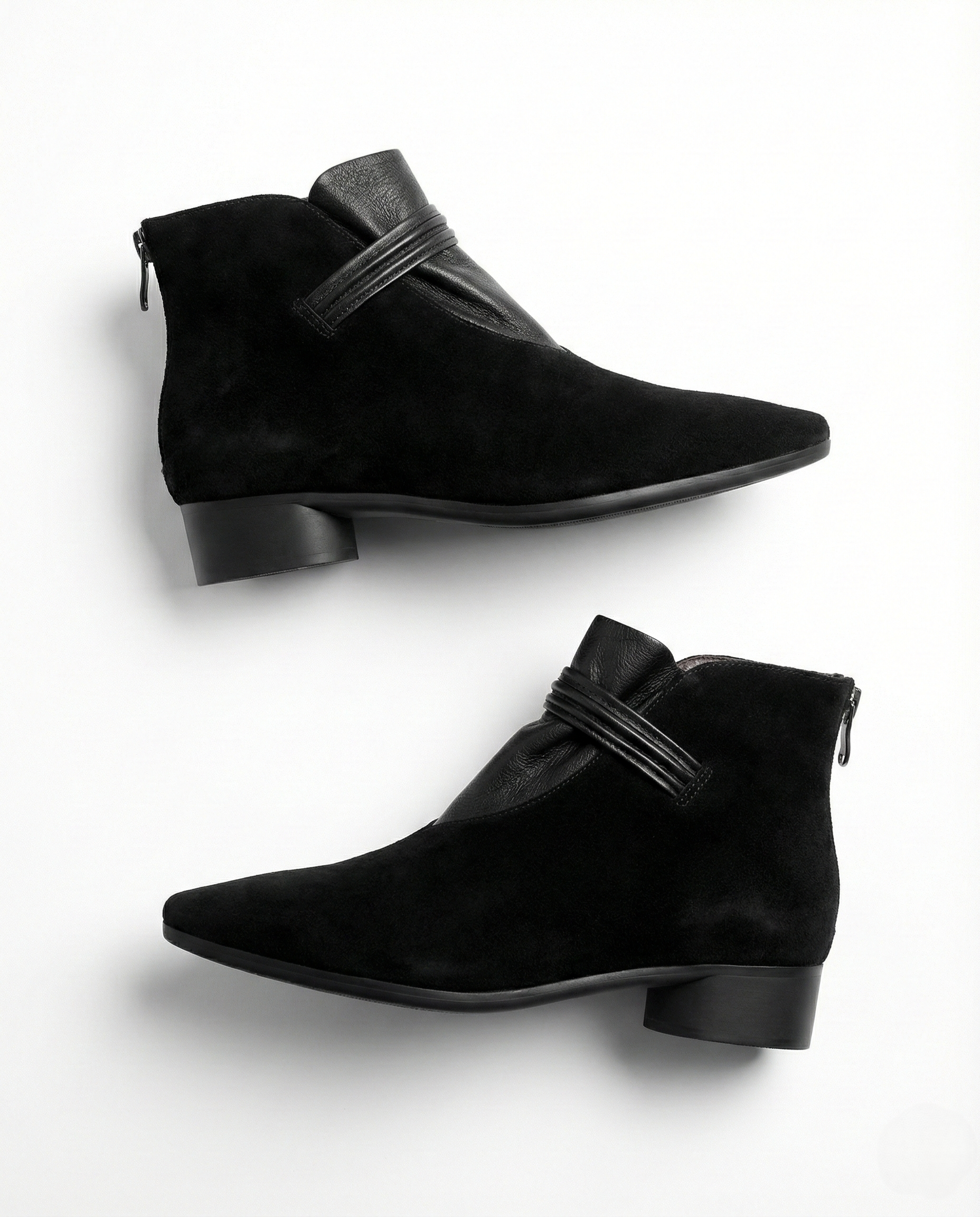 Moncelia Fabia Pointed-Toe Faux Suede Ankle Boots