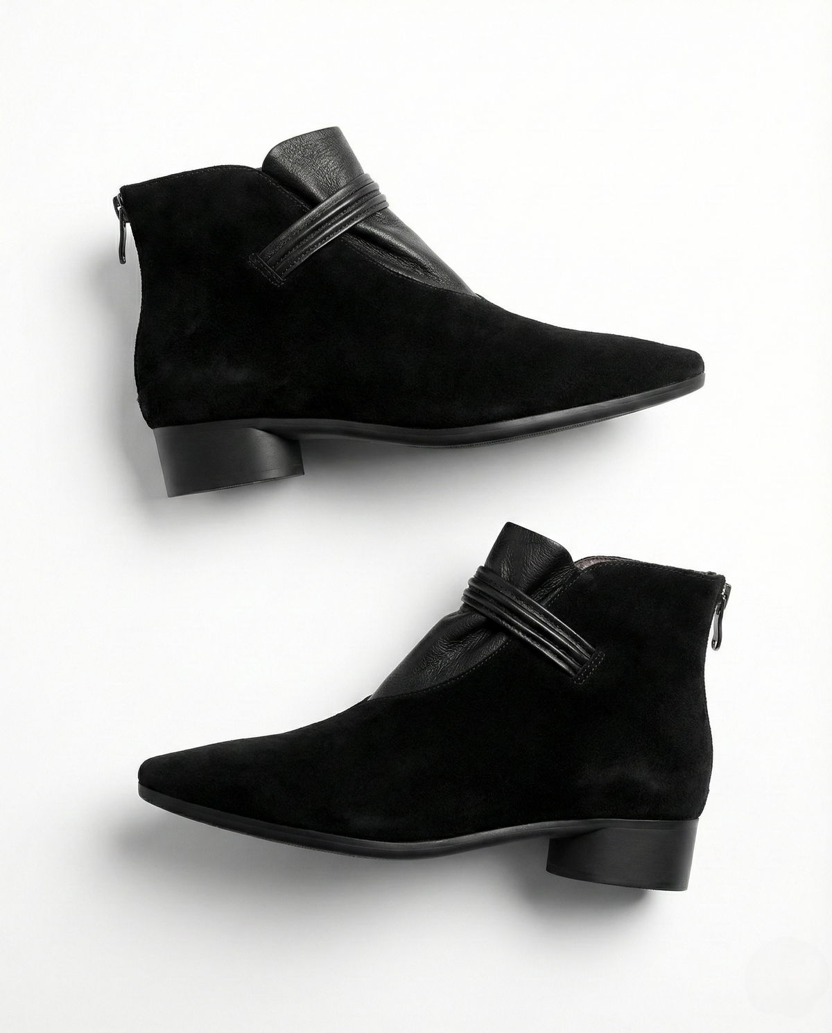 Moncelia Fabia Pointed-Toe Faux Suede Ankle Boots