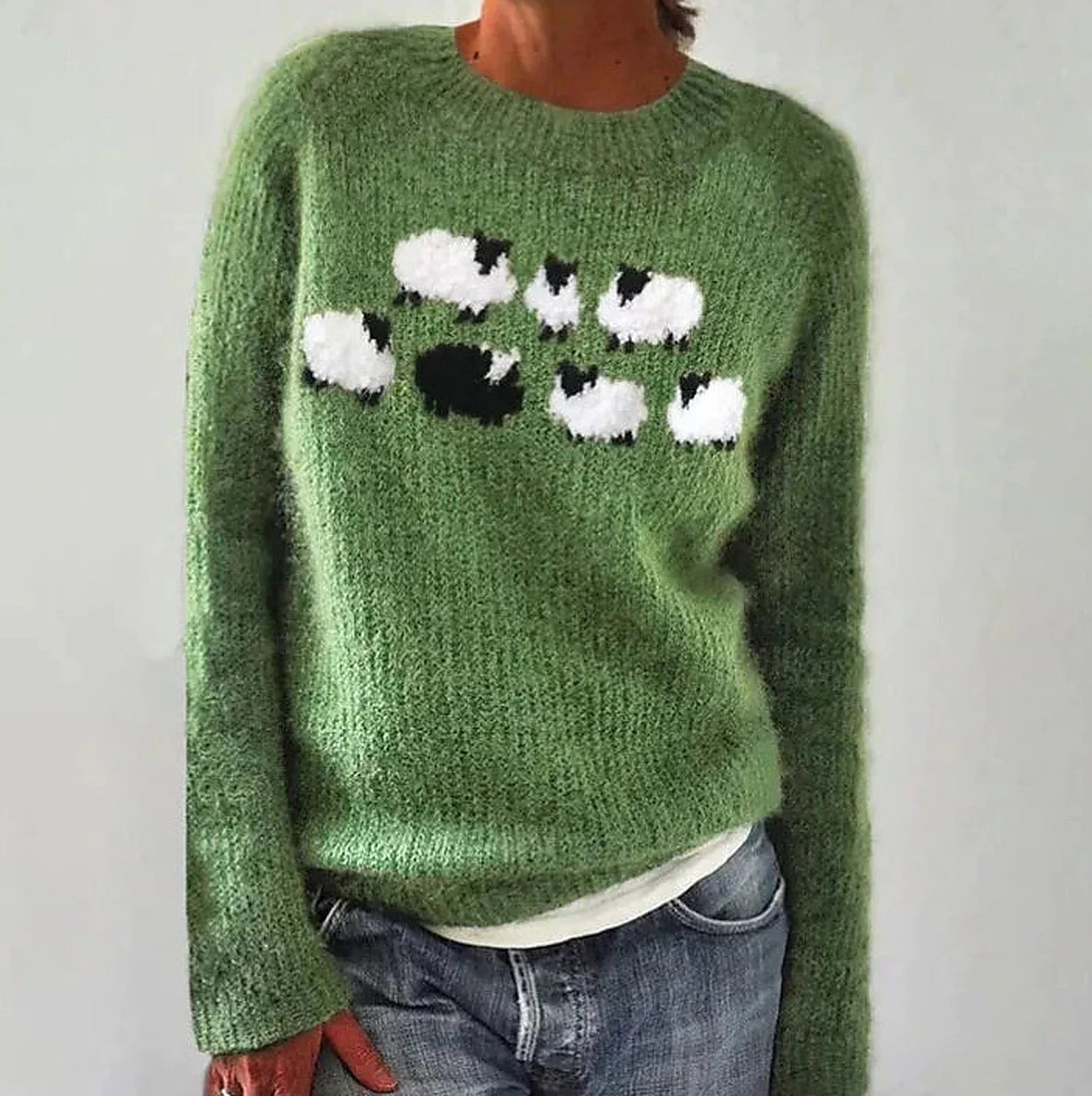 Moncelia Rosette Nordic Yoke Pullover Sweater