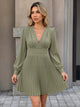 Blanche Pleated V-Neck Mini Dress