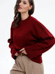 Moncelia Signe Ribbed-Cuff Oversized Pullover Sweater