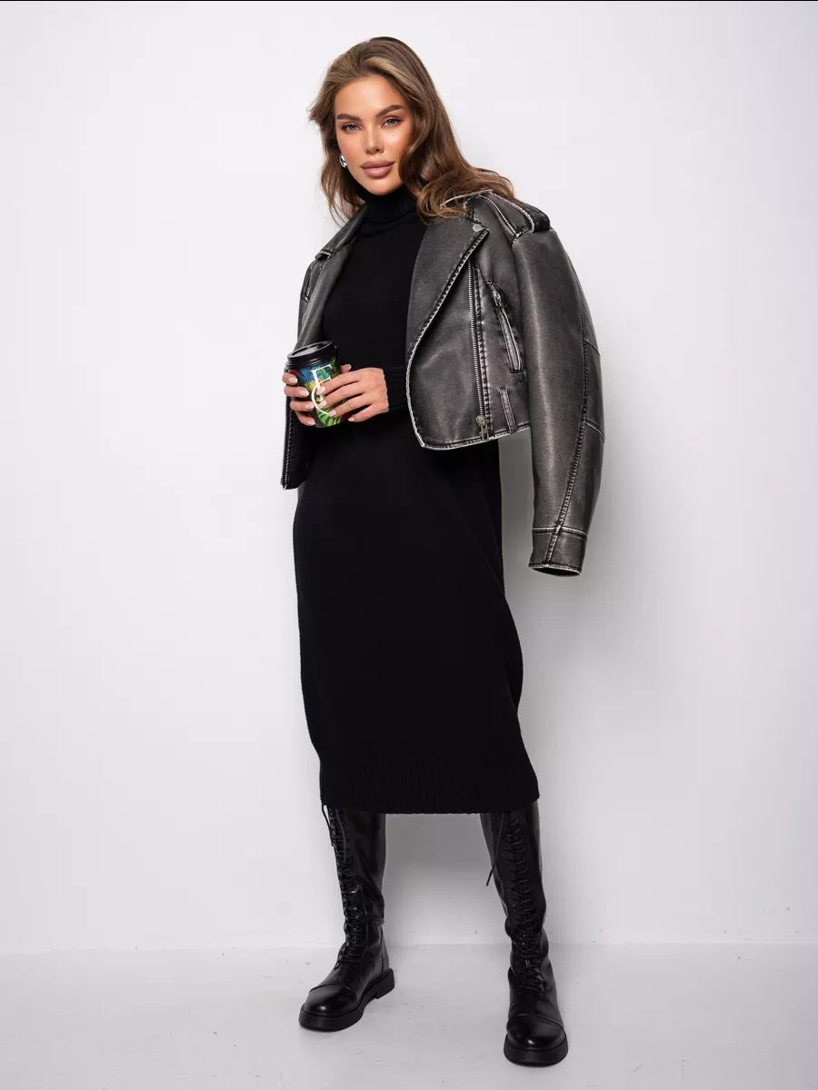 Moncelia Vibeke Turtleneck Knit Sweater Dress