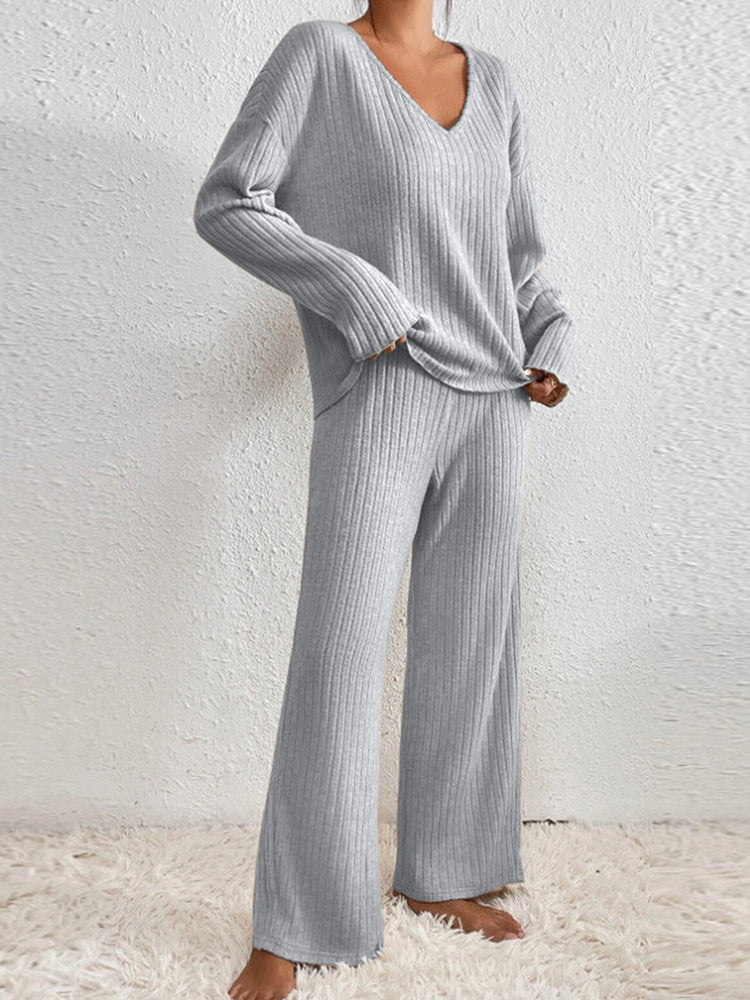 Moncelia Esra Ribbed Knit Wide-Leg Lounge Set