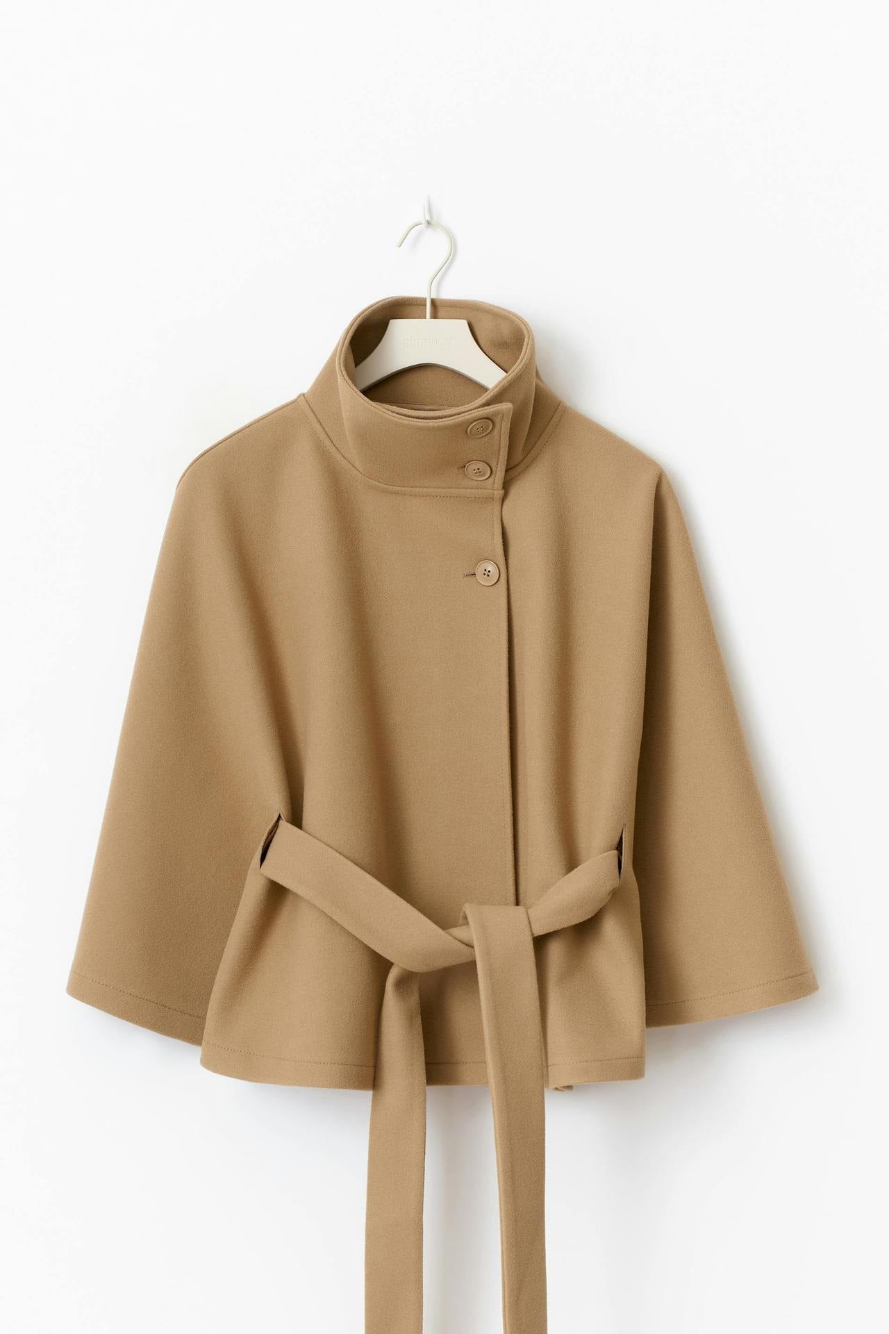 Moncelia Anneke Button-Front Belted Cape Coat