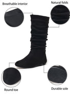 Moncelia Frida Slouch Mid-Calf Flat Faux Suede Boots