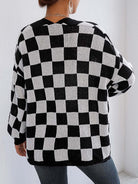 Moncelia Avielle Deer Plush Checkerboard Cardigan