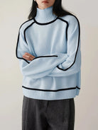 Moncelia Ornella Contrast Piping Turtleneck Sweater