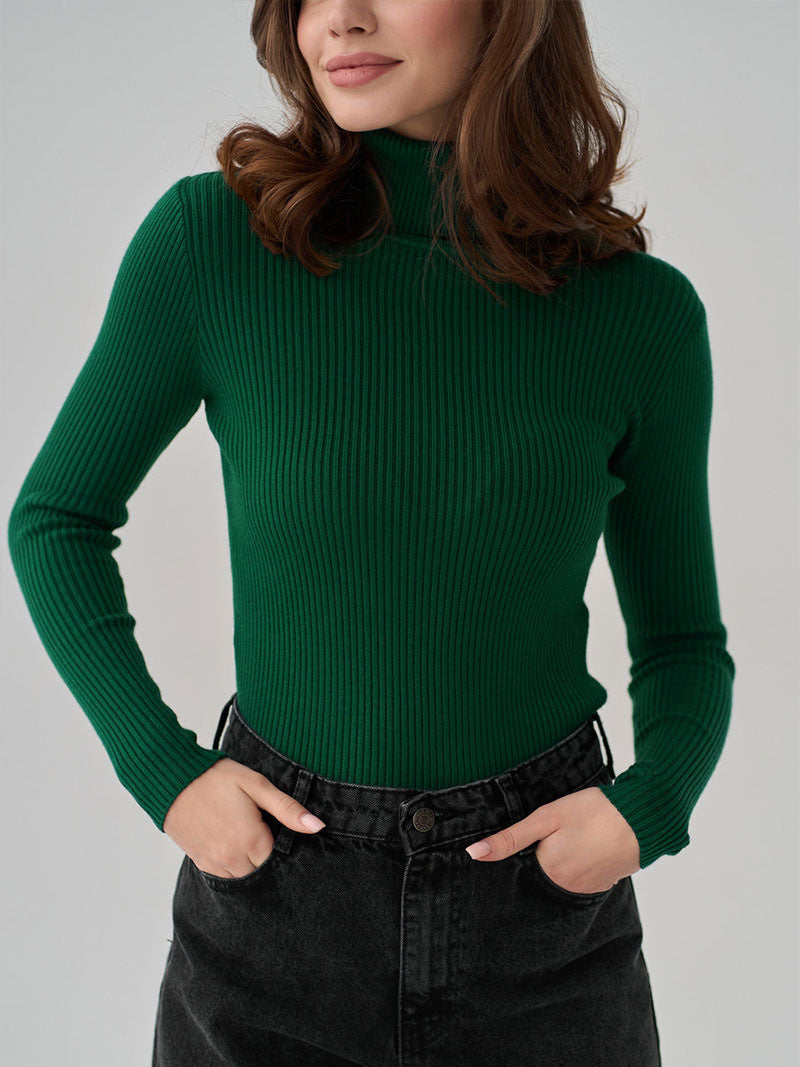 Moncelia Dagny Cotton-Blend Ribbed Knit Turtleneck Sweater