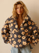 Moncelia Aurore Floral Sherpa Half-Zip Pullover