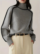 Moncelia Ornella Contrast Piping Turtleneck Sweater