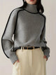 Moncelia Ornella Contrast Piping Turtleneck Sweater