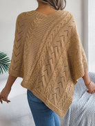 Moncelia Dalila Cable Knit V-Neck Cape Poncho