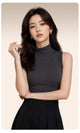 Moncelia Fulvia Ribbed Mock Neck Sleeveless Knit Top