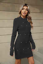Moncelia Cilla Beaded Cable Knit Sweater Dress
