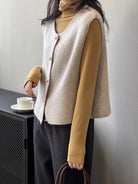 Moncelia Amaya Button-Front Knit Sweater Vest