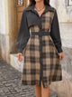 Fleurette Plaid Patchwork Shirt Dress