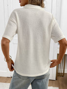 Moncelia Mabel Textured Knit Polo Top