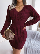 Moncelia Michela Cable-Knit Smocked-Waist Sweater Dress