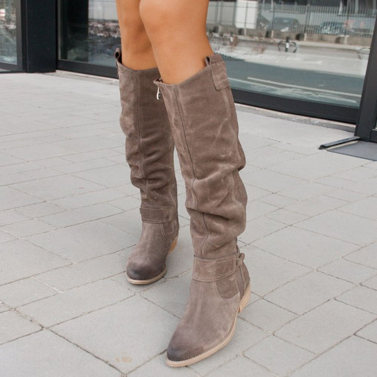 Moncelia Silvia Slouched Faux Suede Knee-High Boots