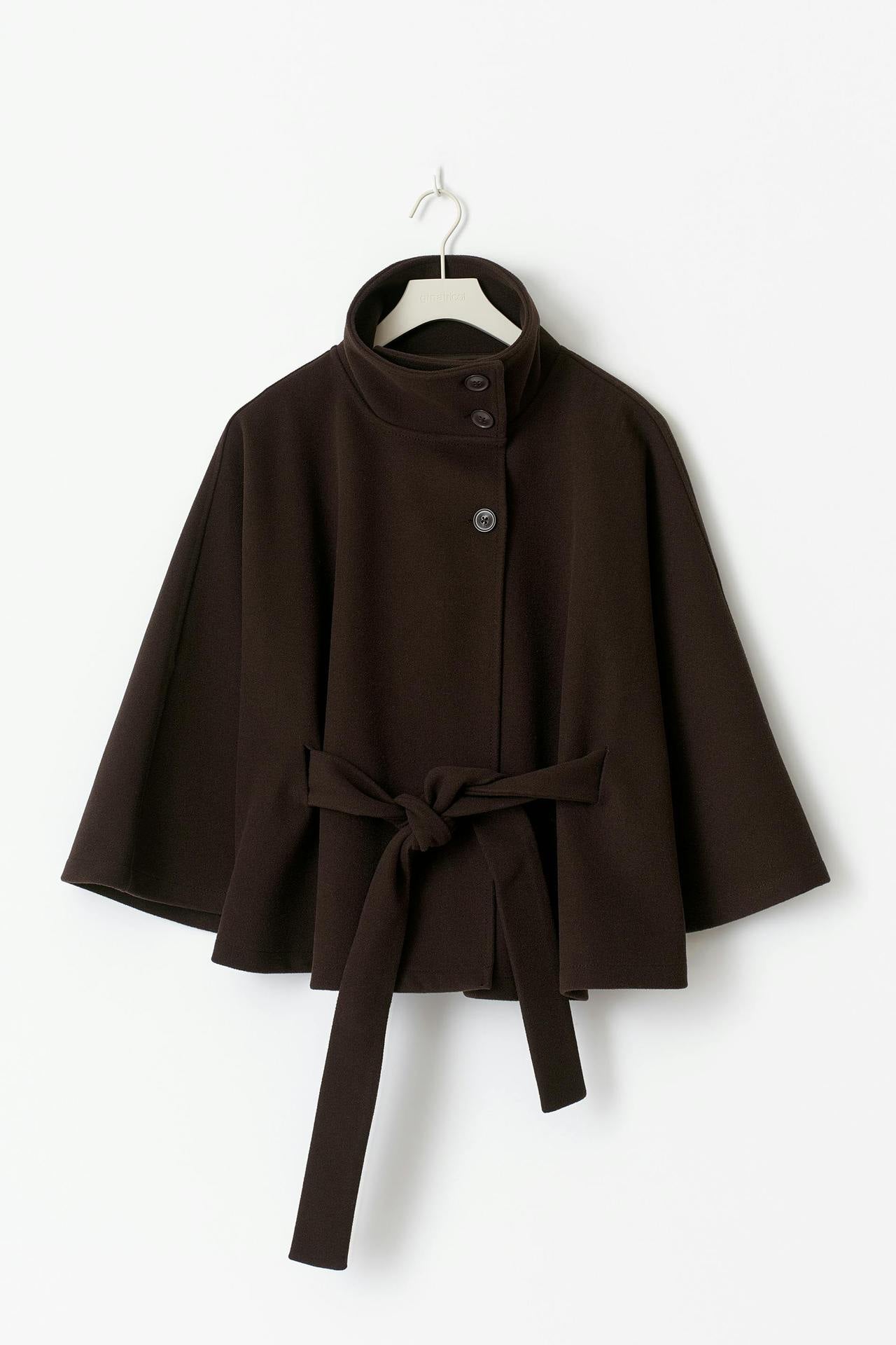 Moncelia Anneke Button-Front Belted Cape Coat