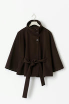 Moncelia Anneke Button-Front Belted Cape Coat